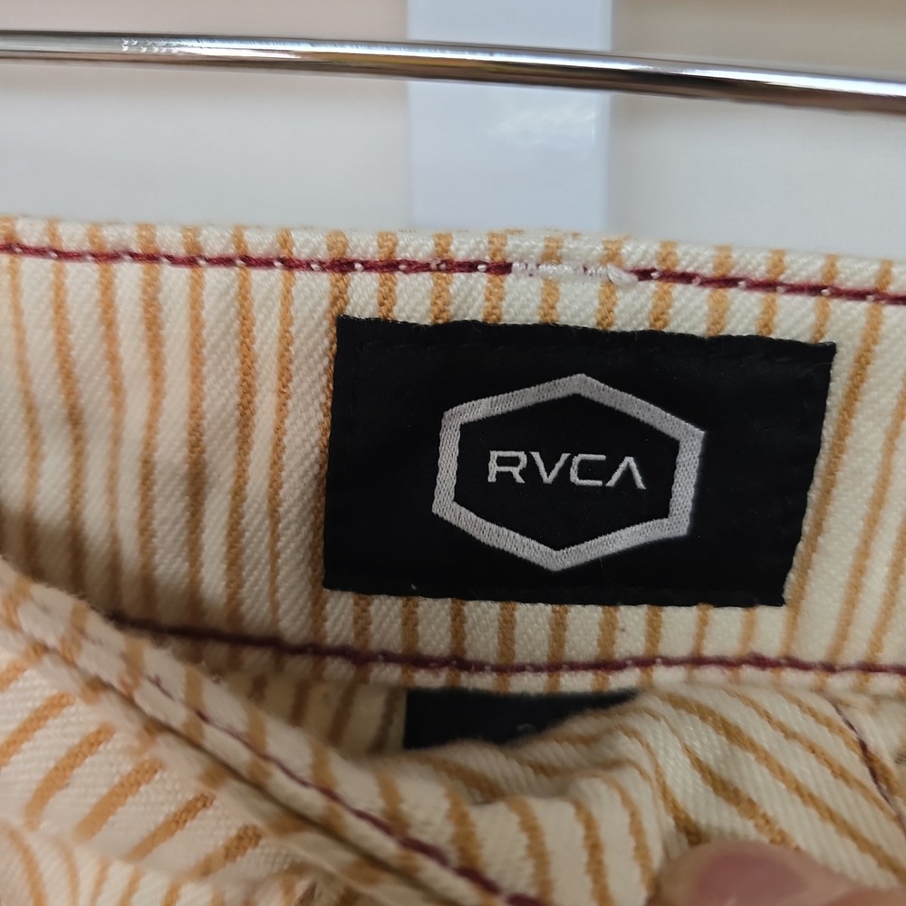 RVCA Womens Wide Leg Striped Pants Tan White Size 26